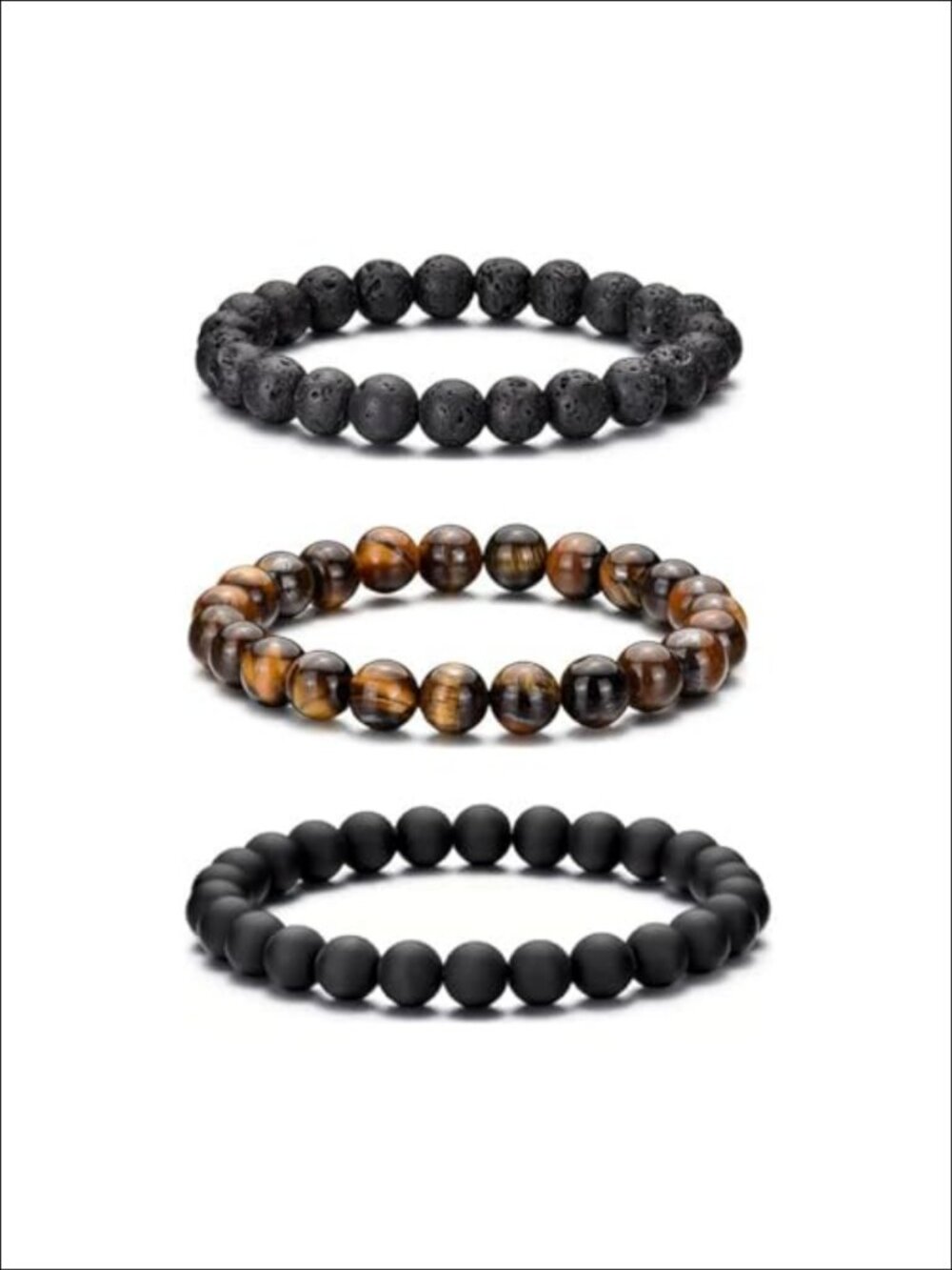 Mens Natural Tiger Eye Stone Beaded Stretch Bracelet 8mm Adjustable